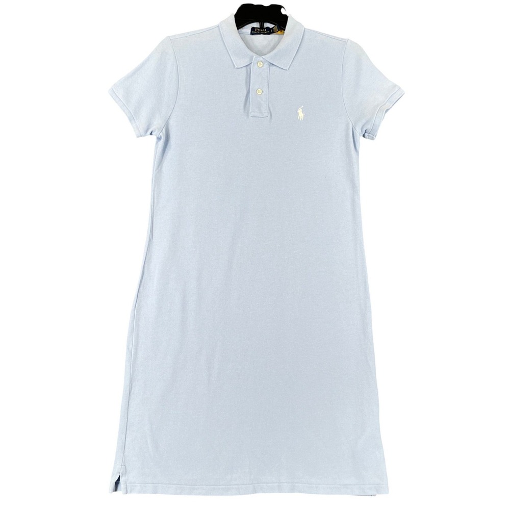Polo Ralph Lauren Polo Dress Womens S Blue Pony Logo Pique Cotton Casual